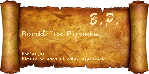 Bordács Piroska névjegykártya