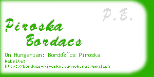 piroska bordacs business card